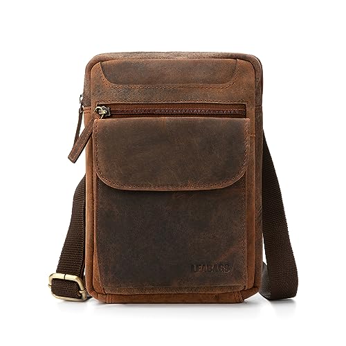 LEABAGS Leder kleine Umhängetasche Herren I Messenger Bag mit Schultergurt I Schultertasche I Herren Reisetasche I Tragetasche I Handtasche I Handytasche I Leder handgefertigt I Vintage Rotbraun von LEABAGS