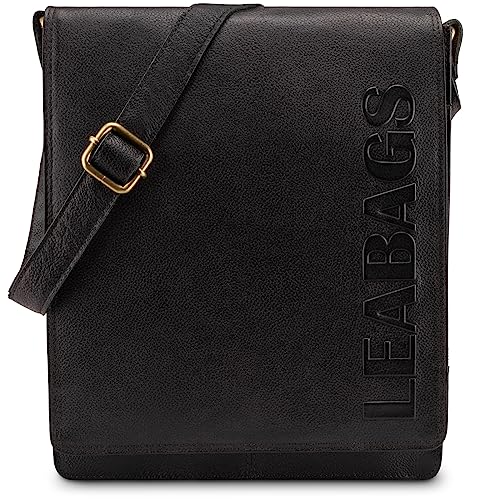 LEABAGS Leder Umhängetasche Herren & Damen I Echtleder Laptoptasche bis 13 Zoll I Messenger Bag mit Schultergurt I Schultertasche I Arbeitstasche I Tragetasche I Handtasche I Eggplant von LEABAGS