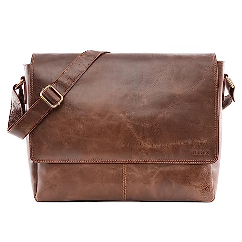 LEABAGS Messenger Bag, Acapulco Echtleder Aktentasche Herren & Damen, Leder Laptoptasche bis 15 Zoll, Umhängetasche mit Schultergurt 39 x 30 x 11 cm von LEABAGS