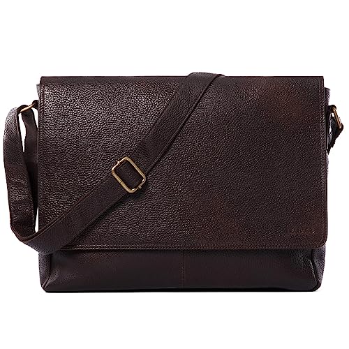 LEABAGS Messenger Bag, Oxford Echtleder Umhängetasche Herren Ständiger Begleiter, Leder Laptoptasche bis 15 Zoll Ausreichend Platz, Umhängetasche mit Schultergurt Begleiter Zur Arbeit von LEABAGS