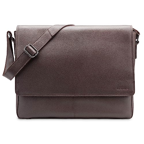 LEABAGS Messenger Bag, Oxford Echtleder Umhängetasche Herren Ständiger Begleiter, Leder Laptoptasche bis 15 Zoll Ausreichend Platz, Umhängetasche mit Schultergurt Begleiter Zur Arbeit von LEABAGS