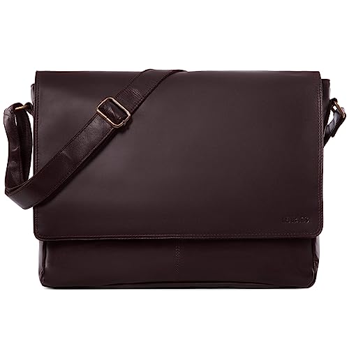 LEABAGS Messenger Bag, Oxford Echtleder Umhängetasche Herren Ständiger Begleiter, Leder Laptoptasche bis 15 Zoll Ausreichend Platz, Umhängetasche mit Schultergurt Begleiter Zur Arbeit von LEABAGS