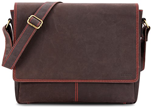 LEABAGS Messenger Bag, Oxford Echtleder Umhängetasche Herren Ständiger Begleiter, Leder Laptoptasche bis 15 Zoll Ausreichend Platz, Umhängetasche mit Schultergurt Begleiter Zur Arbeit von LEABAGS