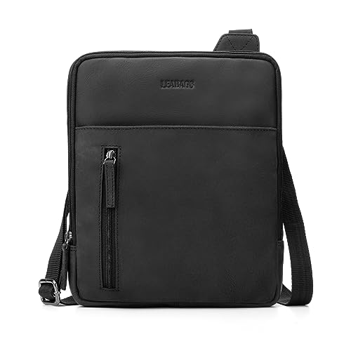 LEABAGS Messenger Bag Kalkutta, Echtleder Umhängetasche Herren, Leder Tablettasche Männertasche mit Schultergurt, Leder handgefertigt Herren Ledertasche für Arbeit Reise Alltagsleben von LEABAGS