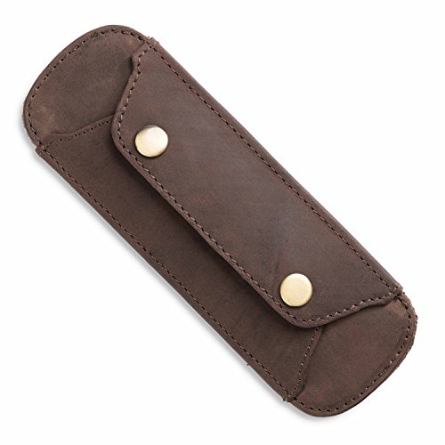 LEABAGS Premium Schulterpolster I Schulterpolster aus echtem Büffel-Leder I Vintage Look I Schulterriemen für Taschen I Leder Schulterpolster mit Antirutsch-Auflage I 18x6cm I Nature Dunkelbraun von LEABAGS
