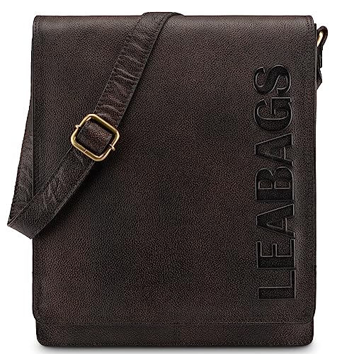 LEABAGS Leder Messenger Bag, London Vintage Herren Umhängetaschen, Echtleder Aktentasche Laptoptasche bis 13 Zoll, Umhängetasche mit Schultergurt Arbeitstasche Herren Lehrertasche 38 x 33 x 10cm von LEABAGS