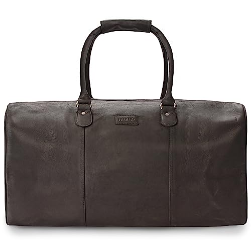 LEABAGS Leder Weekender Damen & Herren I Echtleder Premium Reisetasche I 40 l Sporttasche I Duffle Travel Gym Bag I Sporttasche I Trainingstasche I Tasche Flugzeug I groß I Nature Schwarz von LEABAGS