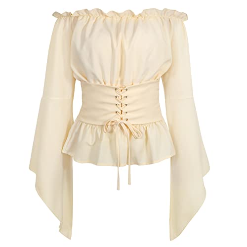 LEACOOLKEY Damen Renaissance Schulterfrei Top Kostüme Bluse von LEACOOLKEY
