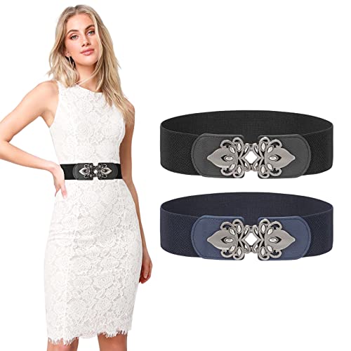 LEACOOLKEY Korsett-Gürtel für Damen, breiter, elastischer Wespie-Gürtel für Halloween-Kostüme, Schnür-Cinch-Taillengürtel für Kleider von LEACOOLKEY