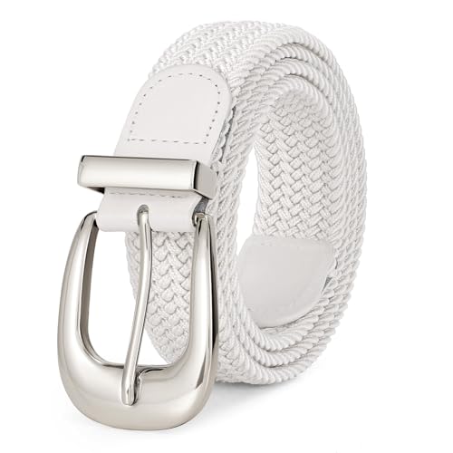 LEACOOLKEY Damen Elastischer Stoffgürtel Stretch freizeit Web Geflochtener Flechtgürtel Gürtel für Hosen Jeans 3.3cm Breite von LEACOOLKEY