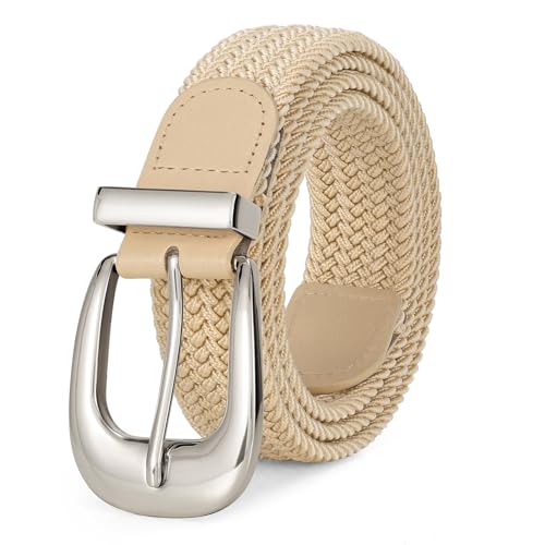 LEACOOLKEY Damen Elastischer Stoffgürtel Stretch freizeit Web Geflochtener Flechtgürtel Gürtel für Hosen Jeans 3.3cm Breite von LEACOOLKEY