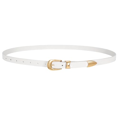 LEACOOLKEY Damen gürtel schmal dünnen Taille Gürtel Damen Ledergürtel für Hosen Jeans Gürtel mit Goldschnalle 1,8 cm Breiten von LEACOOLKEY