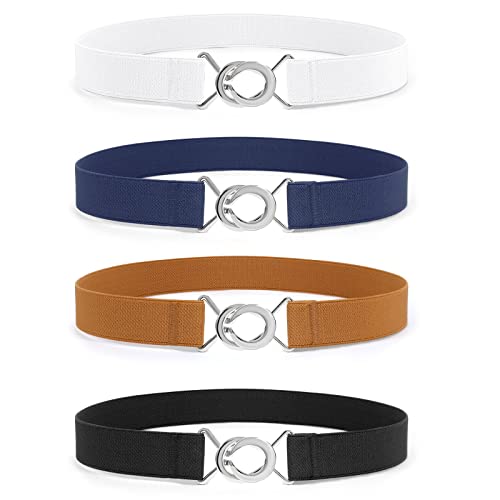 LEACOOLKEY Elastische Gürtel Schmal Damen Männer Stretchgürtel Skinny Taille Gürtel dünnen Gürtel für Kleid Jeans von LEACOOLKEY