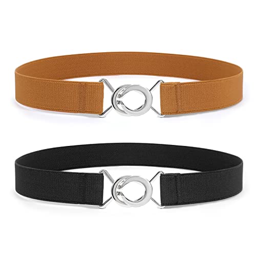 LEACOOLKEY Elastische Gürtel Schmal Damen Männer Stretchgürtel Skinny Taille Gürtel dünnen Gürtel für Kleid Jeans von LEACOOLKEY