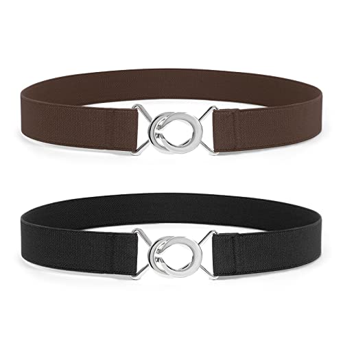 LEACOOLKEY Elastische Gürtel Schmal Damen Männer Stretchgürtel Skinny Taille Gürtel dünnen Gürtel für Kleid Jeans von LEACOOLKEY