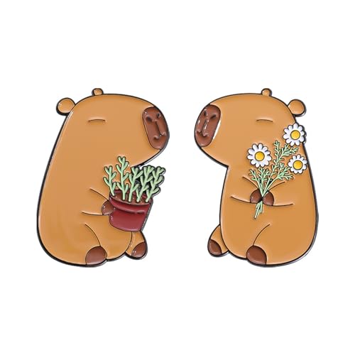 1 Paar Capybaras geformte Brosche Cartoon Tier Rucksack Abzeichen Legierung Mode Anstecknadel Zubehör für Freizeit und Party Wear Jugend Modeaccessoire von LEADSDGE