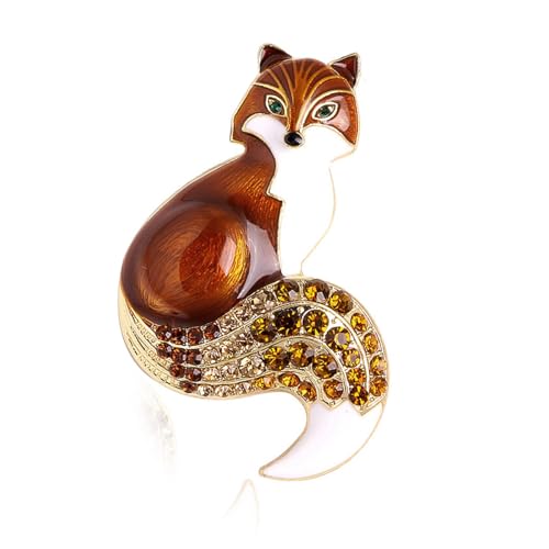 Exquisite Fuchs-Brosche aus Legierung mit bunten Strasssteinen, mehrfarbig, Tierabzeichen, Rucksack-Dekoration für den täglichen Gebrauch, Fuchs-Brosche, Standard, Aluminium von LEADSDGE
