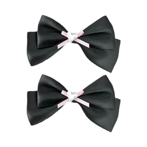 Haarspange mit Strasssteinen, große Schleife, elegant, 2000er-Jahre-Stil, Haarschmuck, süße Balletcore-Haarschleifen, Schwarz von LEADSDGE