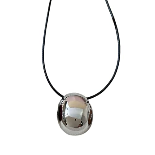 LEADSDGE Modischer Halsschmuck, geometrischer ovaler Anhänger, Halskette, verstellbare Länge, Halskette für lässigen oder formellen Look von LEADSDGE