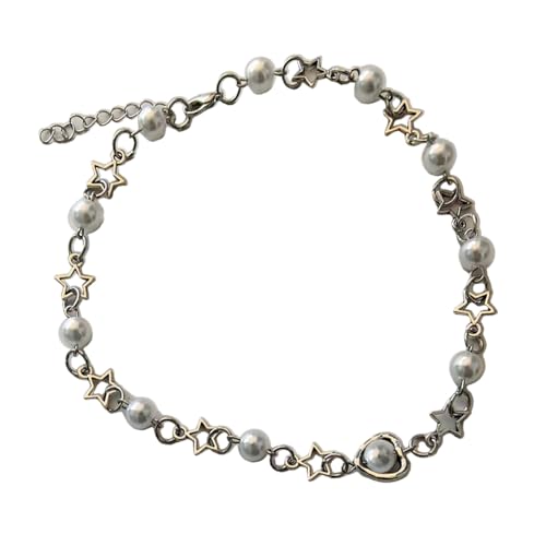 LEADSDGE Stern-Halskette, Kunstperlen, Charm-Halskette, verstellbares Schlüsselbeinkette, süße Mädchen-Modeschmuck von LEADSDGE