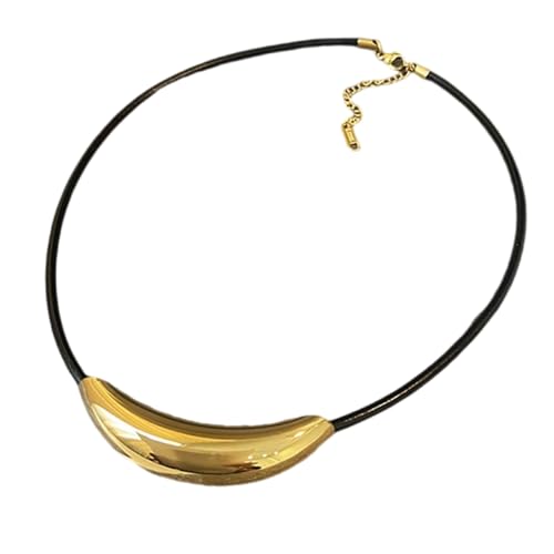 LEADSDGE Stilvolle, verstellbare Metallkette mit Lederschnur, Geschenk für Frauen, geeignet für Partys und den täglichen Gebrauch von LEADSDGE