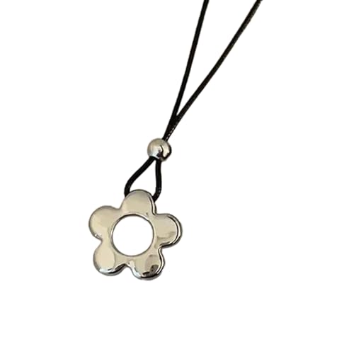 LEADSDGE Stilvolle Halskette mit Blumen-Anhänger aus Kunstharz mit stabiler Lederschnur für den täglichen Pendler, Partys und Verabredungen von LEADSDGE