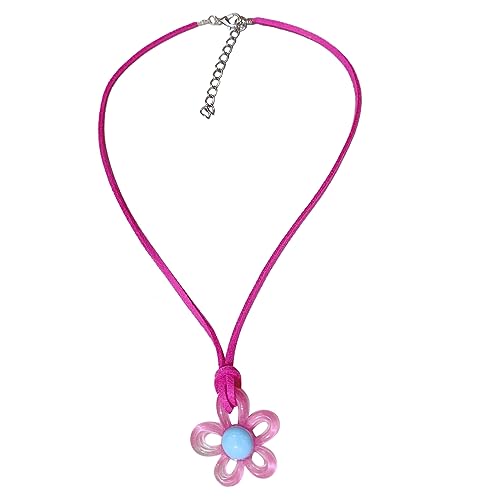 LEADSDGE Verstellbare Kette, bunte Blumen-Halskette, bunte Blumen-Anhänger, Halskette, Samt, Seil, Blumen-Halsanhänger LEADSDGE Verstellbare Kette, bunte Blumen-Halskette, bunte Blumen-Anhänger, Halskette, Samt, Seil, Blumen-Halsanhänger von LEADSDGE