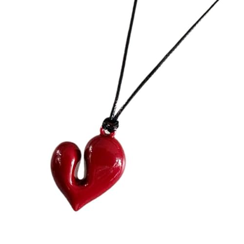 LEADSDGE Verstellbare Wachsschnur, Halsschmuck, auffällig, verstellbare Halskette, Herz-Halskette für jugendliche Modeliebhaber von LEADSDGE