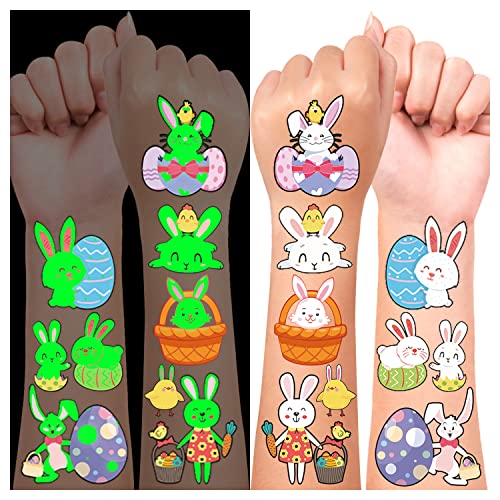 LEADTEAM 24 Stück Ostern Tattoo Kinder, Kleine Ostergeschenke Ostern Deko Kinder Tattoo Aufkleber Ostern Sticker Ostern, Ostern Decotation Geschenke Basteln Mitgebsel von LEADTEAM