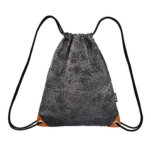 LEAPOP Unisex Turnbeutel Segeltuch Sporttaschen Gymsack, Hipster Drucken Pattern Beutel Sportbeutel Tasche Tüte Rucksack mit Innentasche (Kokosnussbaum + braun) von LEAPOP