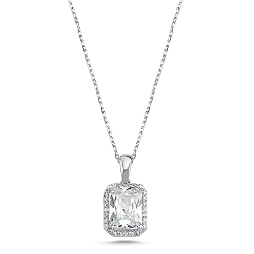Kette Damen 925 Sterling Silber Forever Love Herz mit edlem Zirkonia Anhänger Halskette Frauen Schmuck Geburtstags Geschenk für Sie Frau Freundin Mama Valentinstag Weihnachten (Silber weisser Stein) von LEARGISS