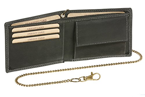 LEAS MCL Bikerscheintasche extra dünn mit Kette im Querformat Vintage-Stil in Echt-Leder, schwarz - LEAS Chain-Series LEAS MCL Bikerscheintasche extra dünn mit Kette im Querformat Vintage-Stil in Echt-Leder, schwarz - LEAS Chain-Series von LEAS MCL