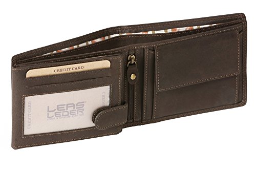 LEAS MCL Geldbörse im Querformat Vintage-Stil in Echt-Leder, braun - LEAS Basic-Vintage-Collection von LEAS MCL