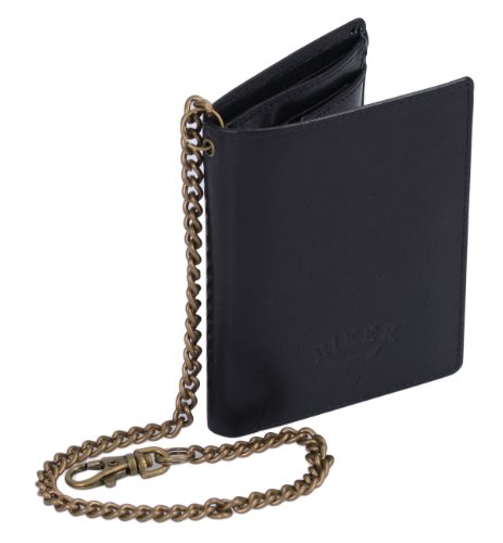 LEAS Bikerkombibörse Bikerbörse Trucker mit Kette Biker in Echt-Leder, schwarz von LEAS