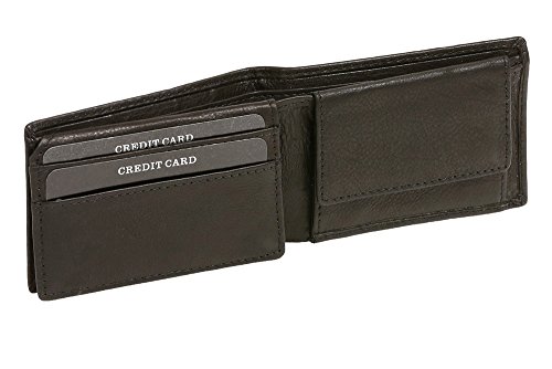 LEAS Damen und Herren Klassische Minibörse RFID-Schutz Mini Scheintasche mit Klappe extra flach im Querformat Echt-Leder, schwarz von LEAS