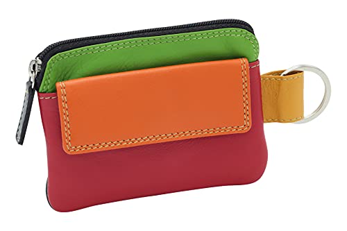 Damen und Herren mehrfarbige Schlüsseltasche mit Kleingeldfach LEAS in Echt-Leder, bunt - LEAS Multicolore-Serie von LEAS
