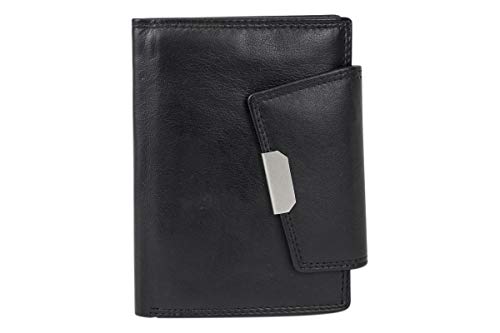 LEAS Damenbörse Portemonnaie Geldbörse im Hochformat Echt-Leder, schwarz 13x9,5cm (LxB) Ladies-Collection von LEAS