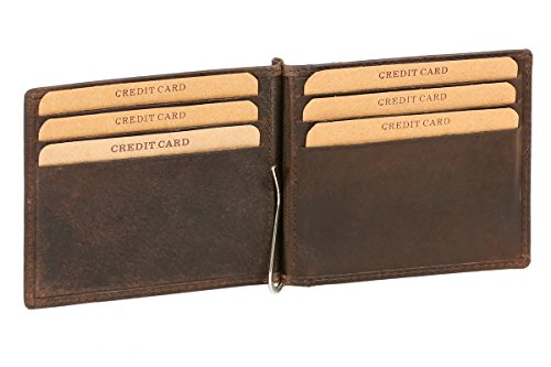LEAS Dollar- & Money Clip Geldscheinklammer dünn im Vintage-Style Echt-Leder, braun Vintage-Collection von LEAS