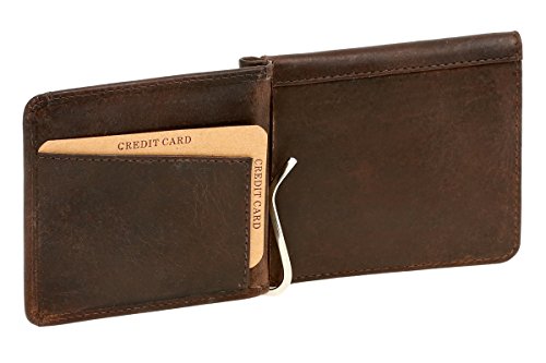 LEAS Dollar- & Money Clip Geldscheinklammer m. Münzfach im Vintage-Style Echt-Leder, braun Vintage-Collection von LEAS