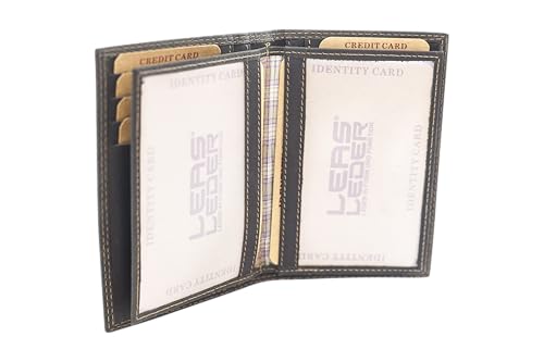 LEAS MCL Kreditkarten- und Ausweismappe im Vintage- Stil Echt-Leder, schwarz - LEAS Basic-Vintage-Collection von LEAS MCL