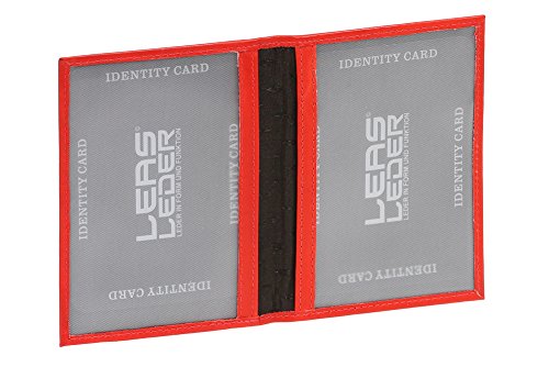 LEAS Schlanke Fahrzeugscheinhülle für Zulassungsbescheinigung Ausweismappe- & -hülle mit 2 Sichtfenstern Echt-Leder, rot von LEAS