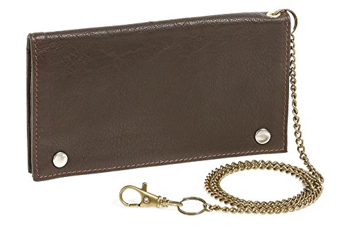 Biker Tabaktasche mit Messing-Kette Tabakbeutel Drehertasche LEAS in echt Leder, dunkelbraun - LEAS Special Edition von LEAS