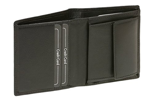 LEAS Damen und Herren Minibörse Geldbeutel dünn extra flach viele 8 Karten im Hochformat Echt-Leder, schwarz 10x8,5x2cm (LxBxH) von LEAS