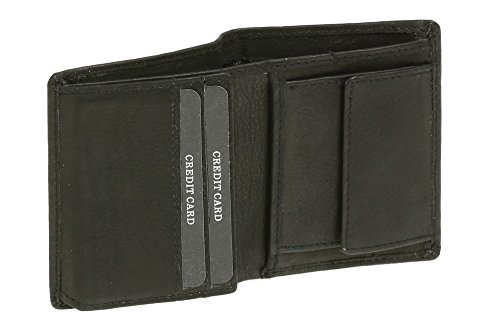 LEAS Damen und Herren Klassische Minikombigeldbörse extra dünn mit Klappe und RFID-Schutz im Hochformat Echt-Leder, schwarz von LEAS
