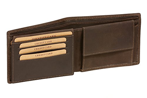 LEAS MCL Geldbörse extra dünn mit Klappe Scheintasche Vintage-Stil in Echt-Leder, braun - LEAS Basic-Vintage-Collection von LEAS MCL