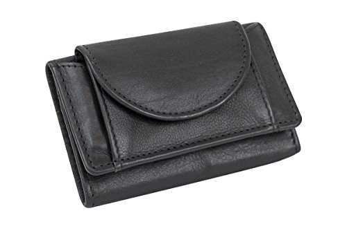 LEAS Kleine Minibörse sehr dünn, flaches Portemonnaie mit RFID Schutz, Block Folie mit Geschenk Box Echt-Leder, schwarz 9,5x6,5cm (LxB) von LEAS