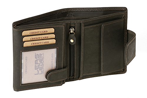 LEAS Kombibörse mit Außenverschluss im Hochformat MCL in Echt-Leder, schwarz Basic-Vintage-Collection von LEAS