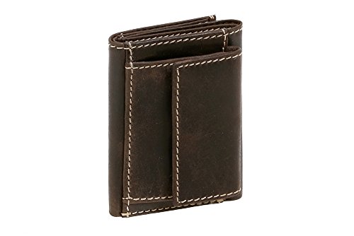 LEAS Mini Geldbörse kleines Portemonaie mit Geschenkbox Echt-Büffel-Leder, braun Vintage-Collection von LEAS