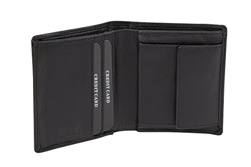 LEAS Minibörse Geldbeutel dünn extra flach viele Karten im Hochformat, Portmonee mit RFID Schutz Folie Echt-Leder, schwarz von LEAS