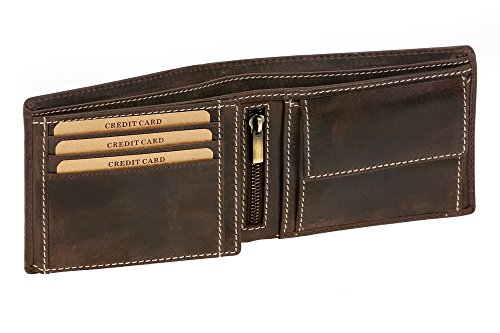 LEAS Scheintasche dünn mit 1 Klappe Echt-Büffel-Leder, dunkelbraun Vintage-Collection von LEAS